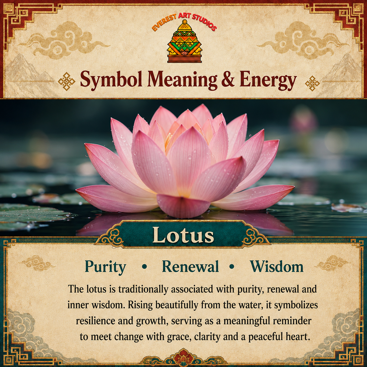 Everest Art Studios Lotus meaning and energy