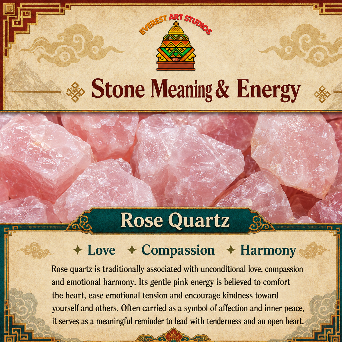Everest Art Studios Rose Quartz stone meaning and energy