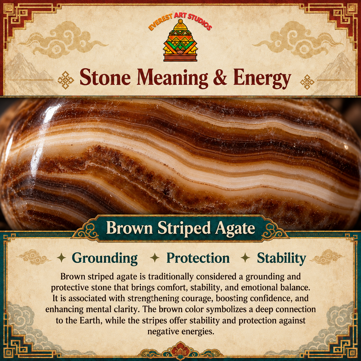 EverestArtstudios Brown Striped Agate