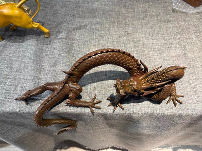 Brass Dragon Statue: Tibetan Feng Shui Home Office Decor