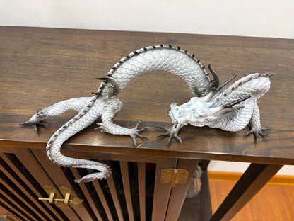 Handcrafted Brass Dragon Statue: Tibetan Feng Shui Decor