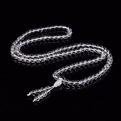 White Crystal 108-Bead Mala Bracelet / Necklace / Sweater Chain – 8mm