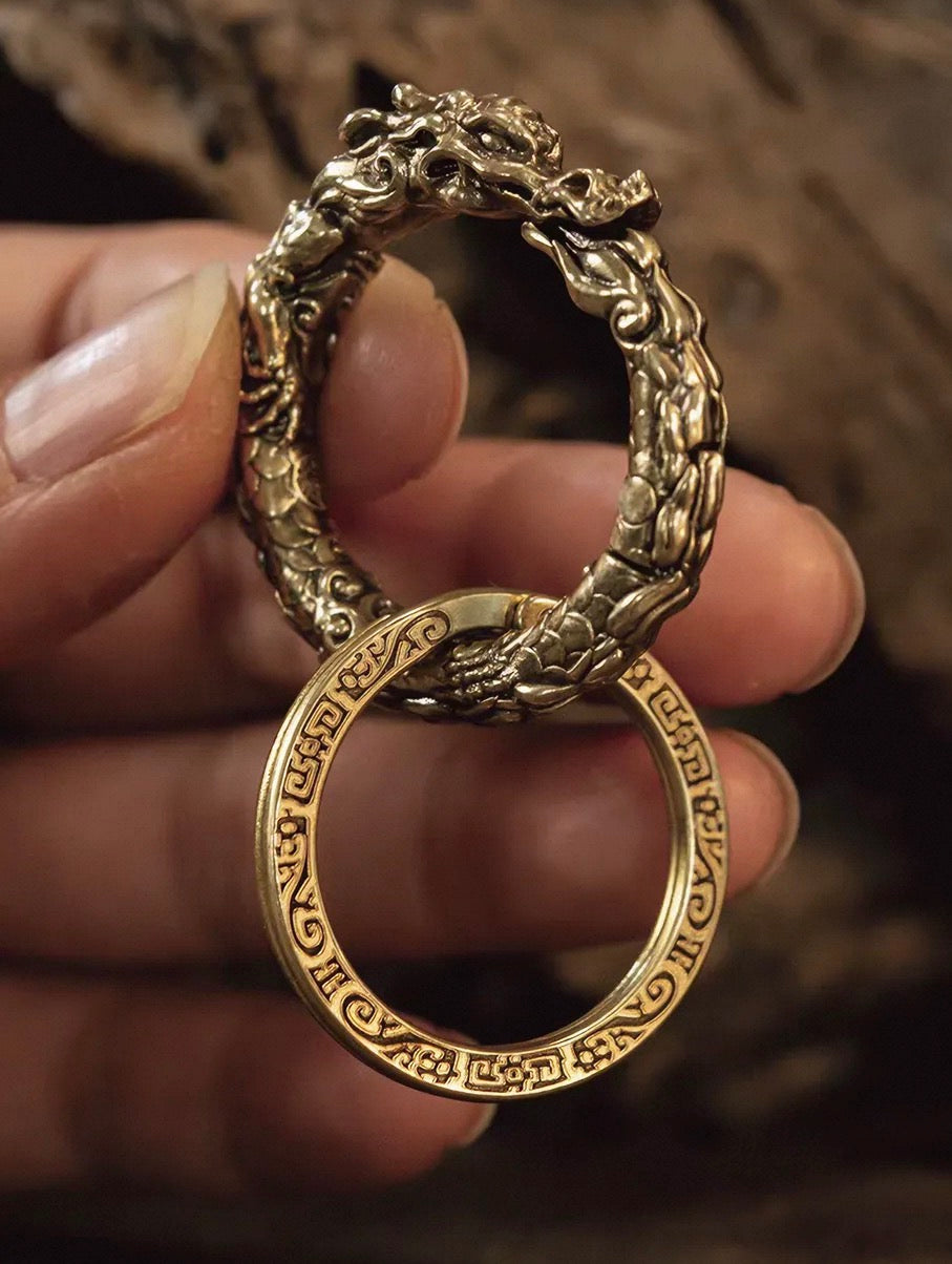 Drachen-Schlüsselring aus Messing, 3.4 cm