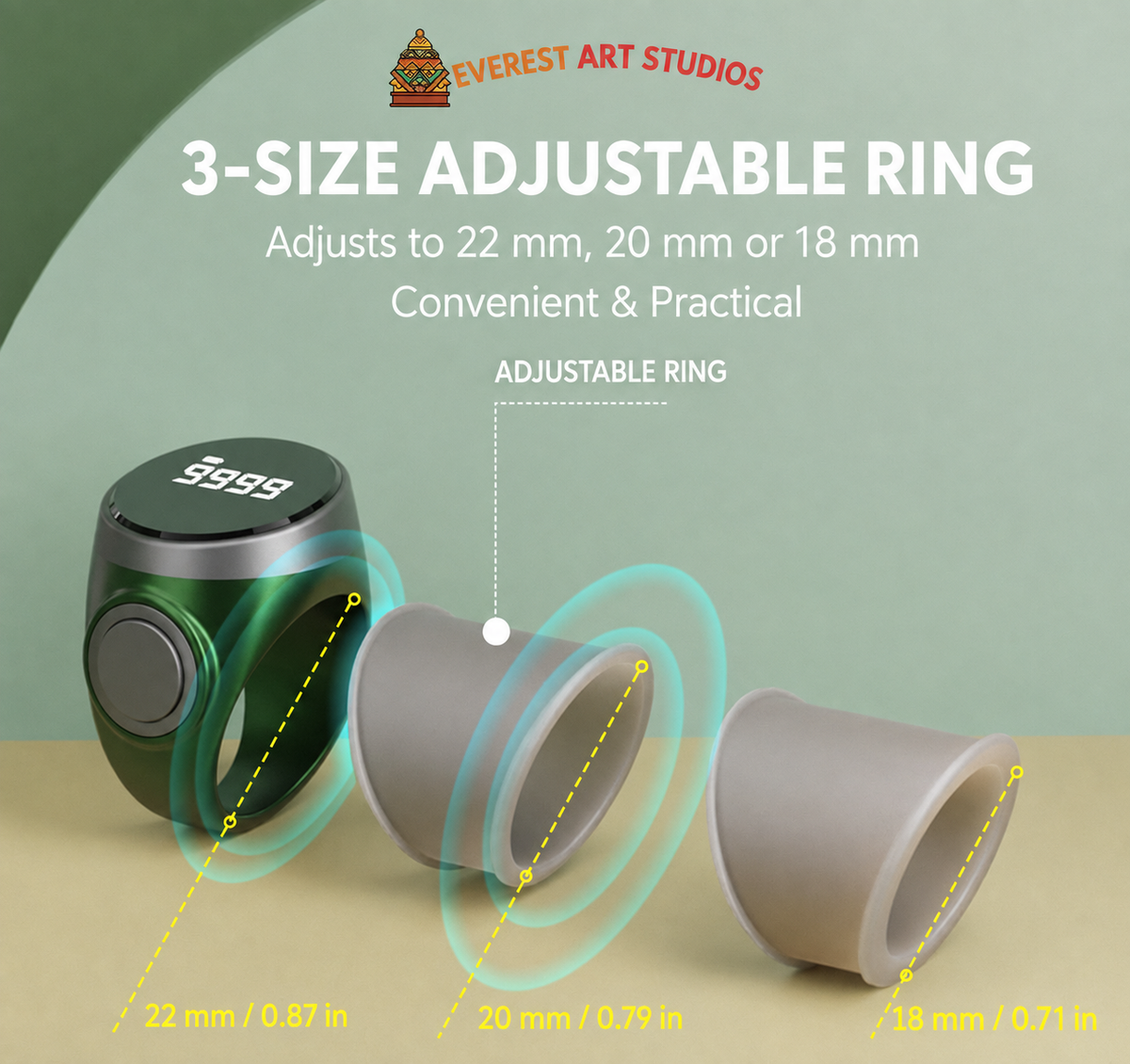 Anillo contador digital táctil recargable