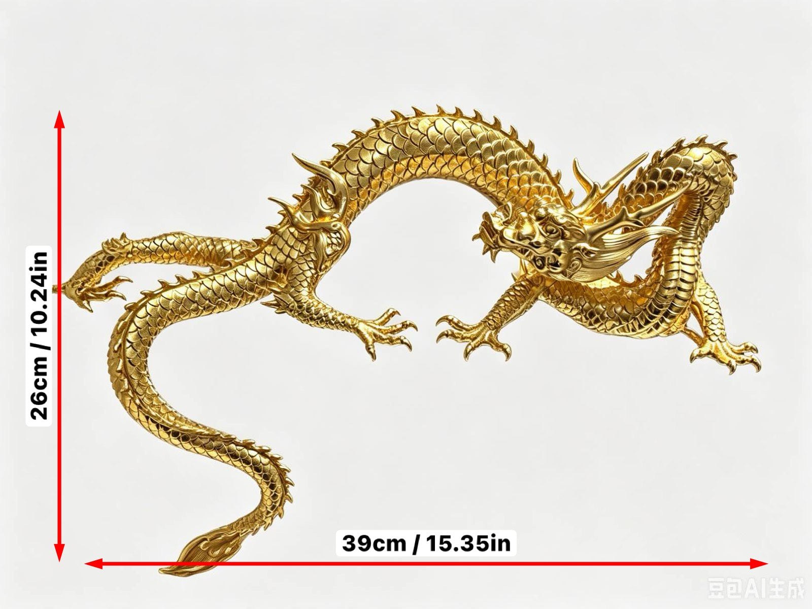 Handcrafted Golden Brass Dragon Statue: Tibetan Feng Shui Decor