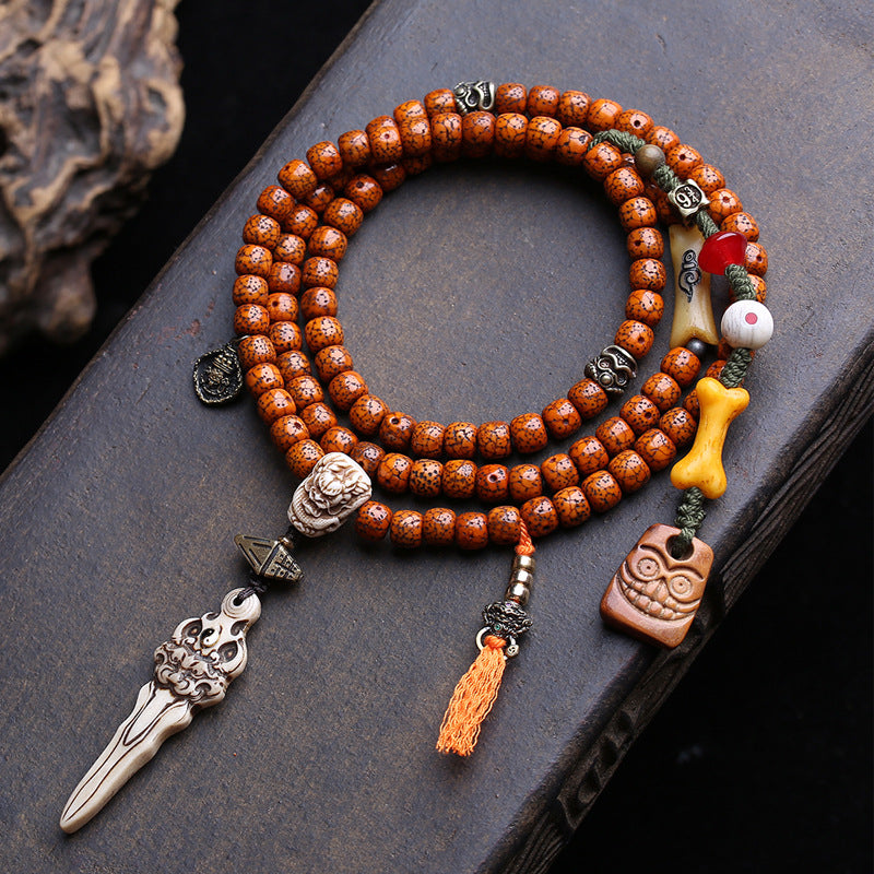 Natural Star Moon Bodhi Son 108 Buddha Beads Bucket Beads Return Opening Yak Bone Dragon Tee Copper Dapeng Bird Accessories