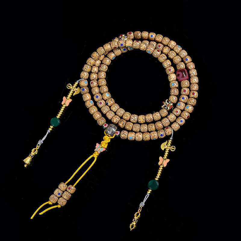 EverestArtstudios Inlaid Three Jewels Xingyue Bodhi 108-Bead Tibetan Mala