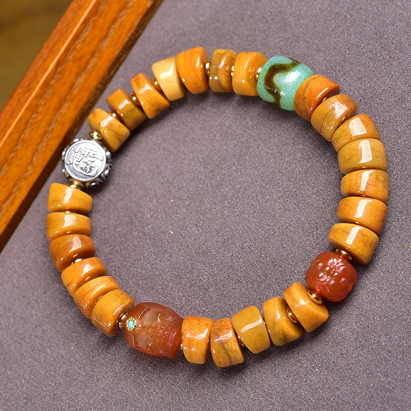 EverestArtstudios Bone Sculpted Bead Buddha Charm Bracelet