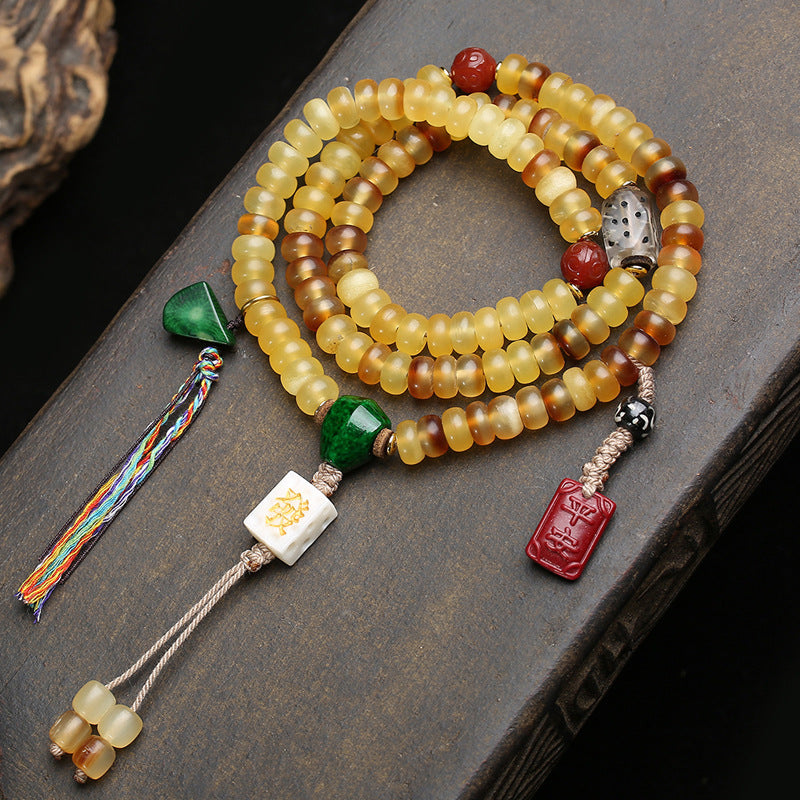 Natural mountain turtle golden armor plate beads 108 Buddha beads multi-ring bracelet cinnabar safe agate paper beads accessories