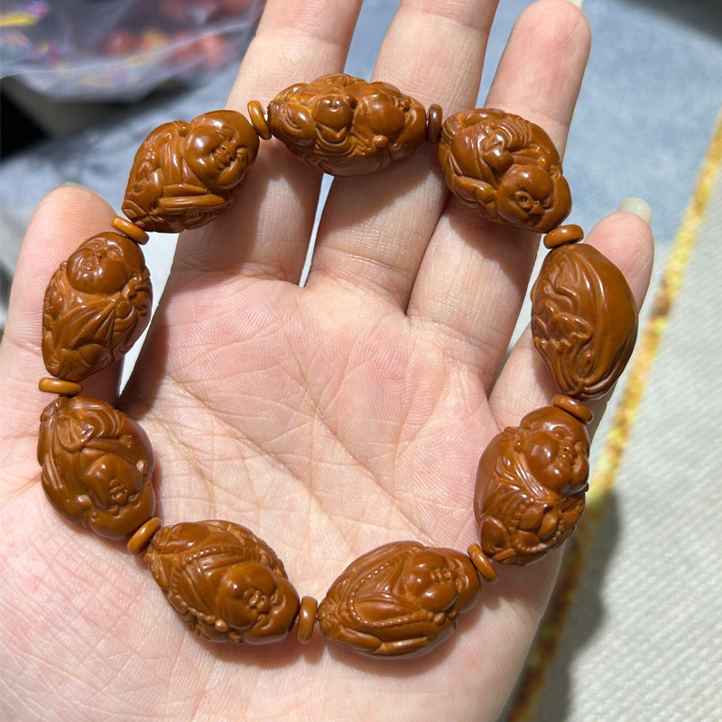 EverestArtstudios Carved Olive Pit Auspicious Motif Bracelet Collection