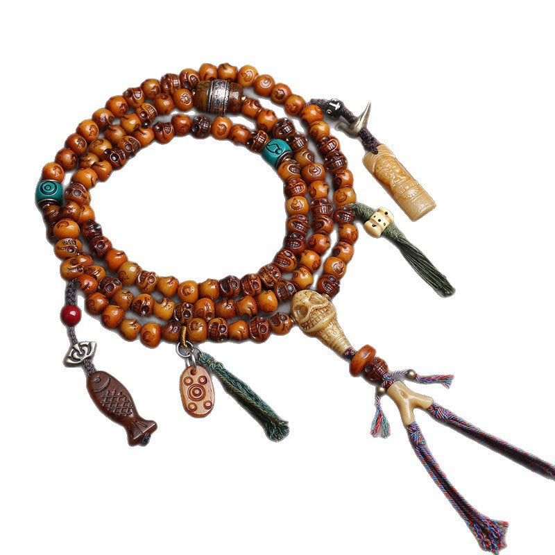 Tibetan return camel bone carving Dumby 108 Buddha beads plate playing beaded yak bone material agate accessories