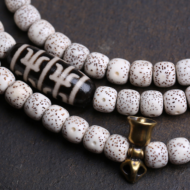 Natural Hainan Xingyue Bodhi 108 Buddha Beads Barrel Beads Agate Two Eyes Dzi Beads Gawu Box Pendant Wenwan Rosary Beads