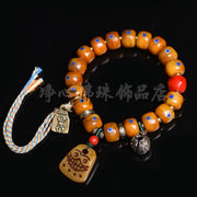 EverestArtstudios Bone Inlaid Bead Agate Dzi-Style Charm Bracelet