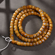 EverestArtstudios Aged Camel Bone and Lapis Inlaid Barrel-Bead 108-Bead DIY Strand