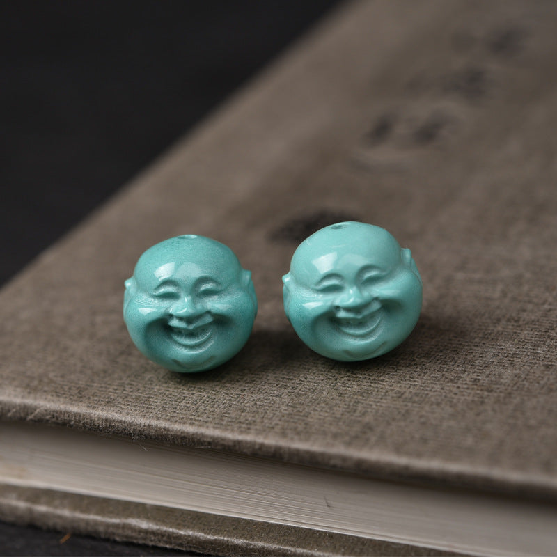 EverestArtstudios Hand-Carved Turquoise Buddha Head Mala Accessory