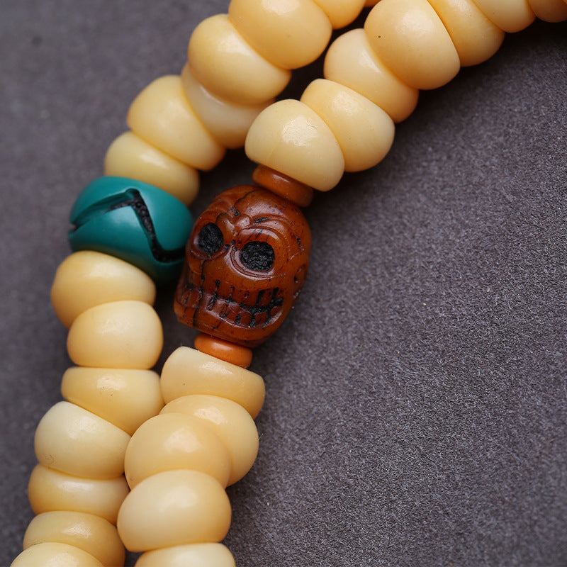 Tibetan return camel bone chicken oil yellow large intestine beads 108 Buddha beads yak bone tee Dumby clip accessories