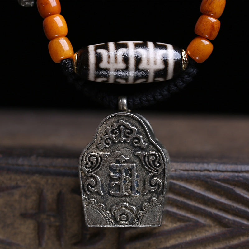 Tibetan return bone bucket beads 108 Buddha beads copper Gawu box Zakiram pendant yak bone tee accessories