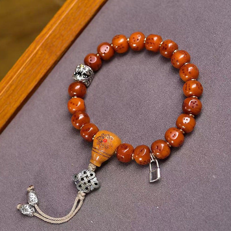 EverestArtstudios Camel Bone Dice Bead Green Tara Charm Bracelet