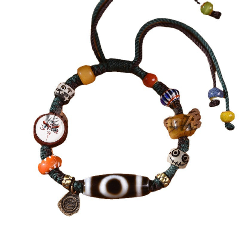 EverestArtstudios Heaven and Earth Agate Dzi-Style Woven Bracelet