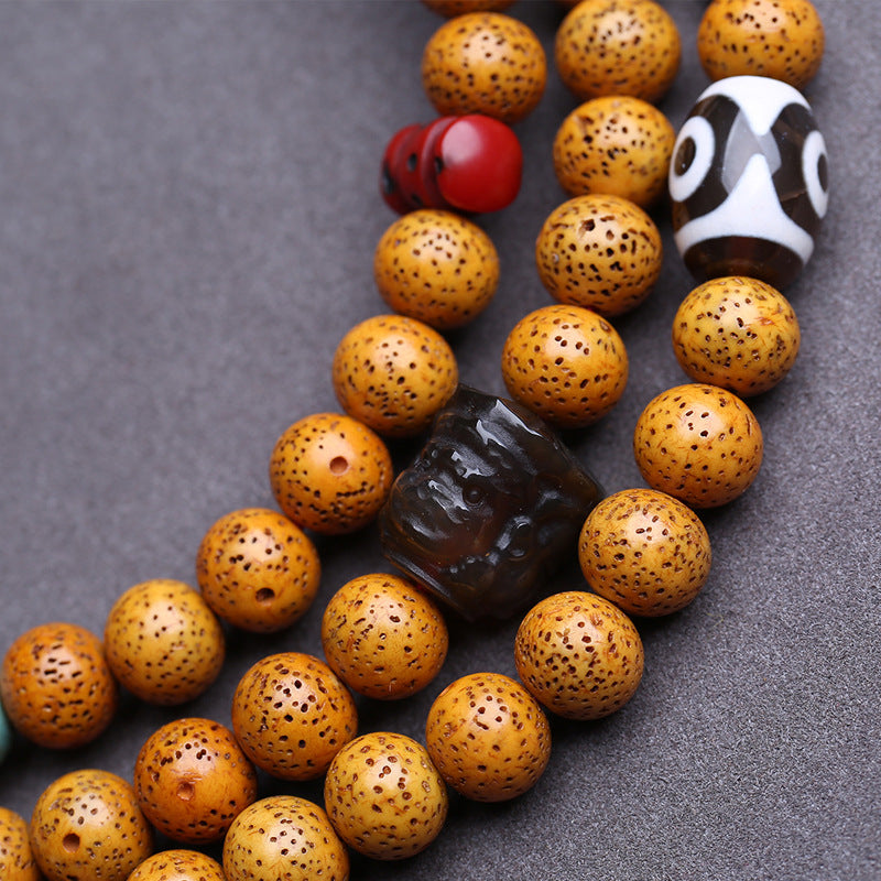 Natural Hainan Xingyue Bodhi 108 Buddha beads rosary beads open piece old material agate dzi beads return bone tee accessories