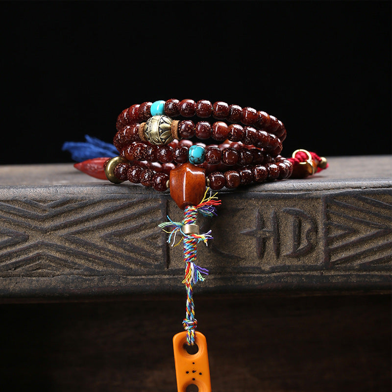 Natural old seed Xingyue Bodhi plate playing beaded Tibetan cultural play beads purple gold mouse return aggregate device turquoise accessories