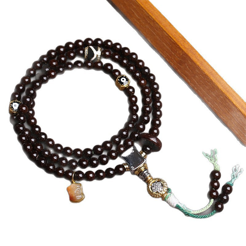 Natural primary color coconut pedicle 108 beads plate play beaded multi-circle bracelet sweater chain agate inlaid clip accessories