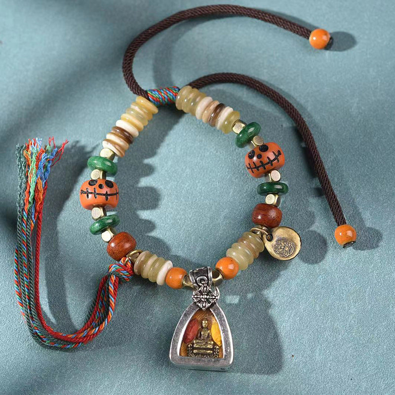 EverestArtstudios Ghau Charm Disc Bead Adjustable Woven Bracelet