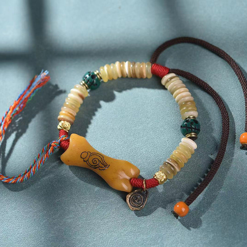 EverestArtstudios Ghau Charm Disc Bead Adjustable Woven Bracelet