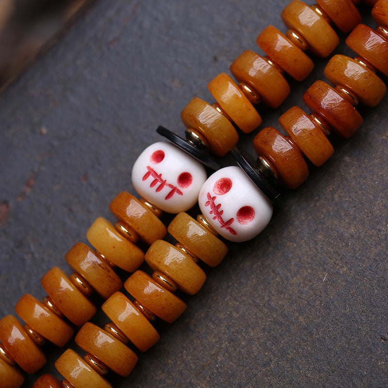 Tibetan return bone pan beads 108 Buddha beads rosary beads yak bone Dumby glazed copper clip deer bone tee accessories