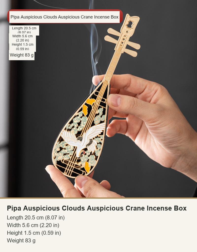 Bemalte Räucherboxen mit Kranich-, Fächer- und Pipa-Motiven