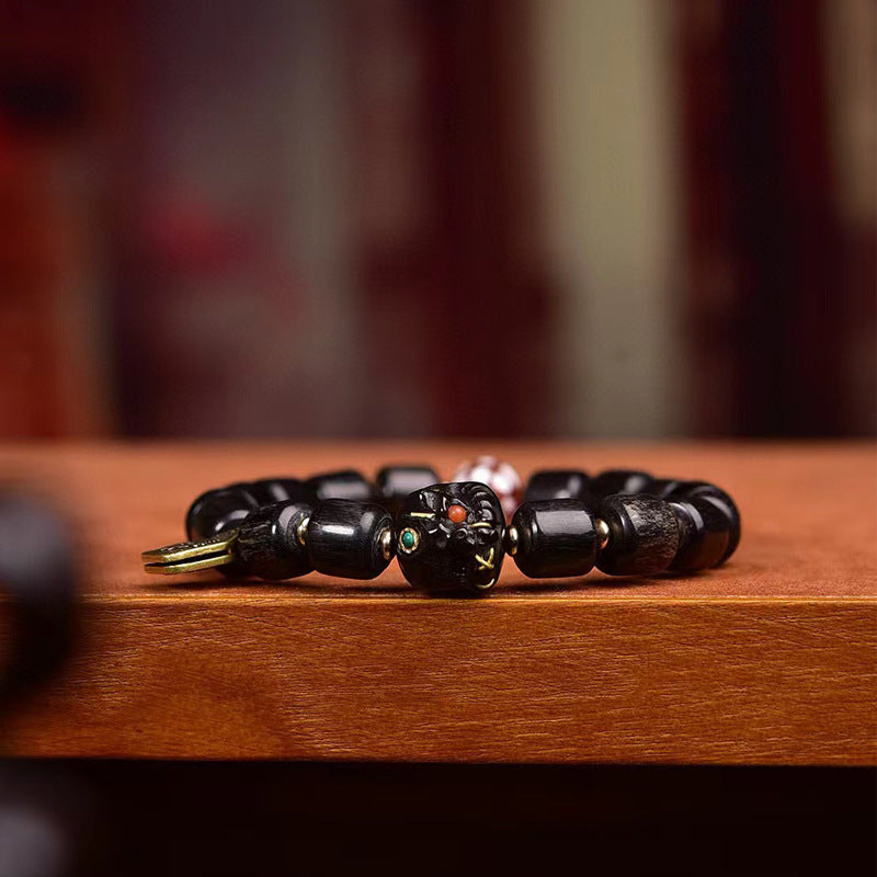 EverestArtstudios Dark Horn-Style Barrel Bead Bracelet