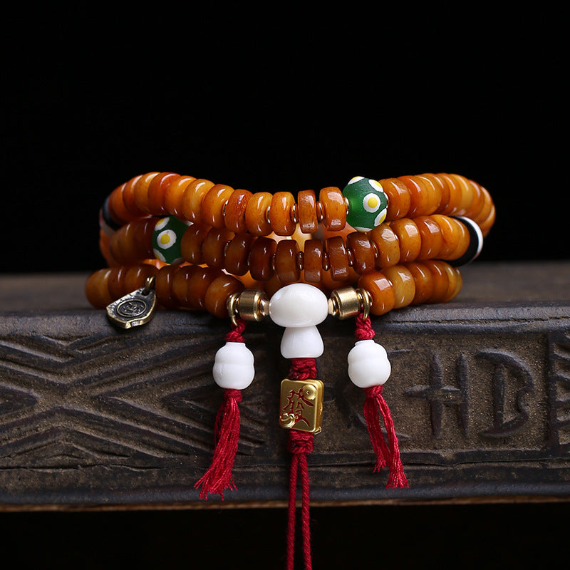 Tibetan return bone pan beads 108 Buddha beads rosary beads yak bone Dumby glazed copper clip deer bone tee accessories
