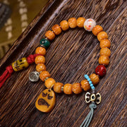 EverestArtstudios Bone Textured Barrel Bead Garuda Accent Bracelet