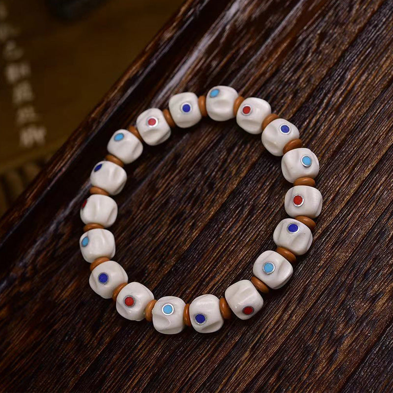 EverestArtstudios Yak Bone Seed-Pattern Inlay Bracelet