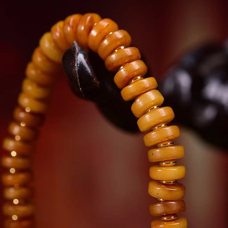 EverestArtstudios Bone Disc Bead Agate Dzi-Style Bracelet