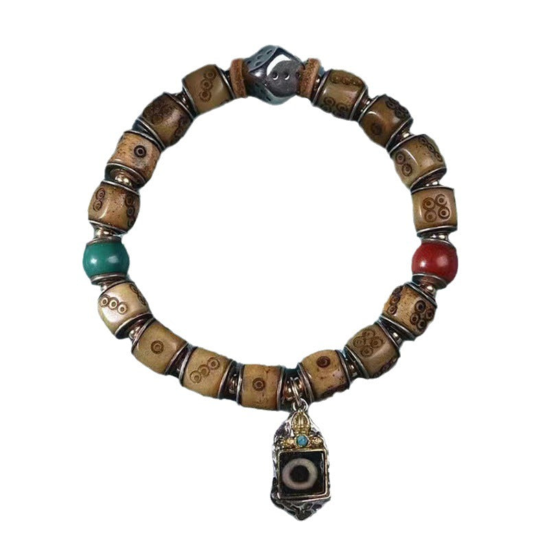 EverestArtstudios Camel Bone Dice Engraved Inlay Bracelet