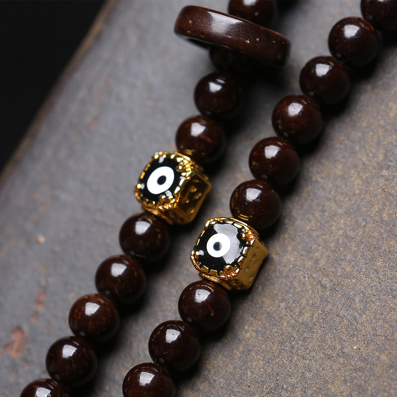 Natural primary color coconut pedicle 108 beads plate play beaded multi-circle bracelet sweater chain agate inlaid clip accessories