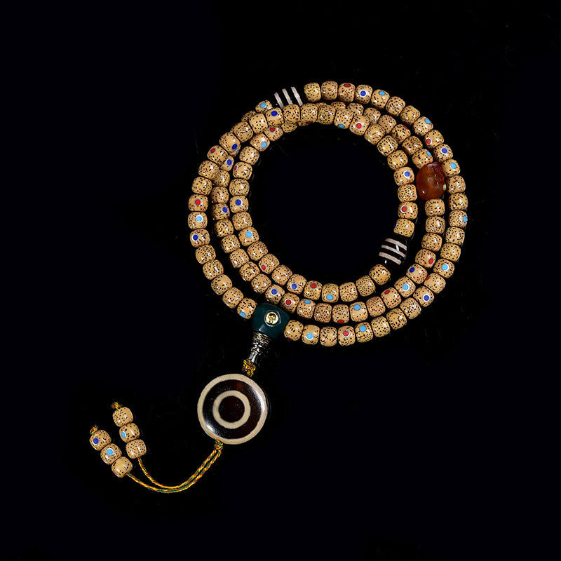 EverestArtstudios Inlaid Three Jewels Xingyue Bodhi 108-Bead Tibetan Mala