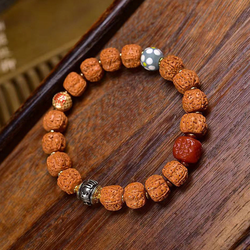 EverestArtstudios Vajra Bodhi Seed Agate Accent Bracelet