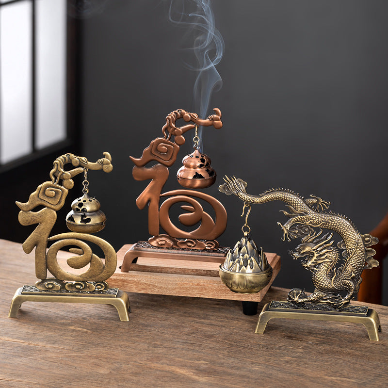 Longteng Four Seas Antique Incense Burner Boshan Hanging Burner Pendant Chinese Home Furnishing Office Ornament Aromatherapy Burner Desktop Incense Burner