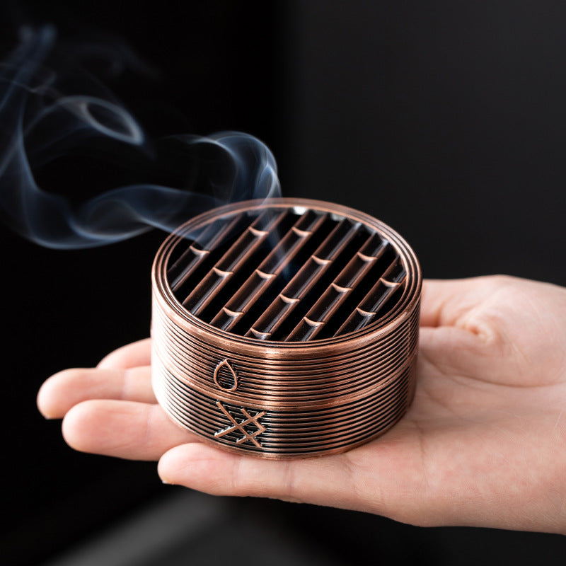 Chinese style incense burner steamer creative alloy flat bottom burner agarwood sandalwood incense burner household indoor incense burner