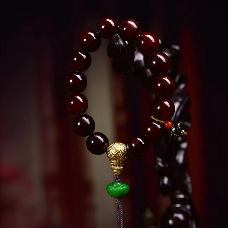 EverestArtstudios Reclaimed Deep Red Turtle Bead Copper Accent Bracelet
