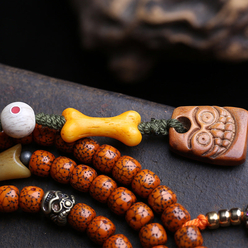 Natural Star Moon Bodhi Son 108 Buddha Beads Bucket Beads Return Opening Yak Bone Dragon Tee Copper Dapeng Bird Accessories
