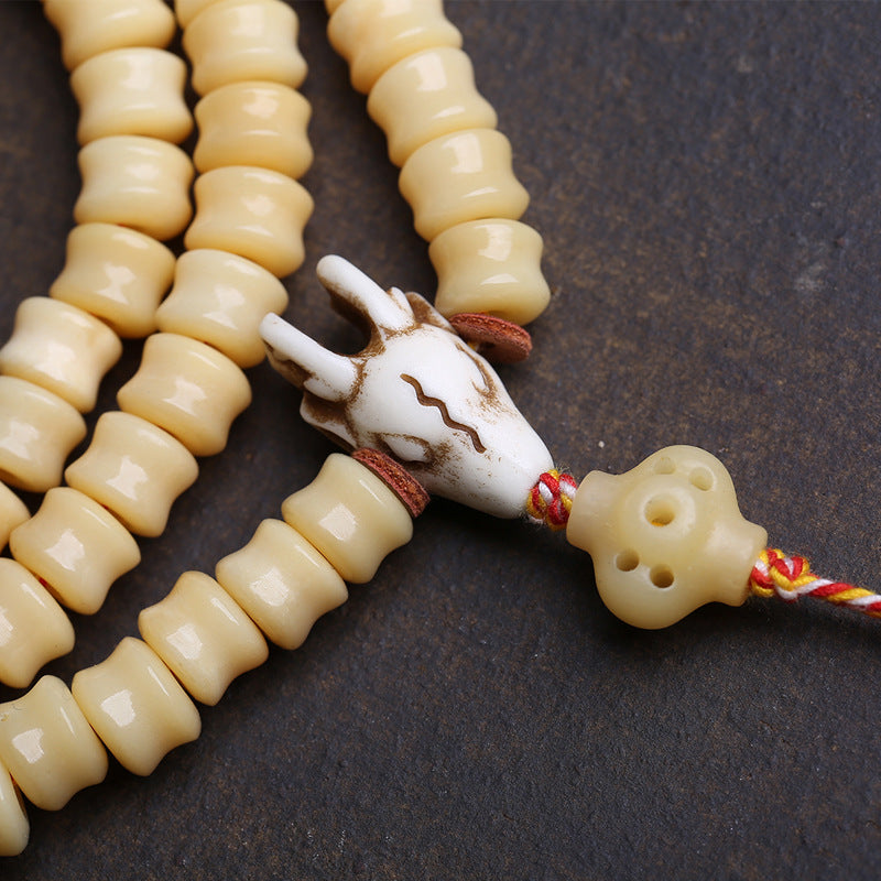 Tibetan return bone carving is 108 Buddha beads high, multi-circle bracelet plate playing beaded Tibetan side hanging copper accessories