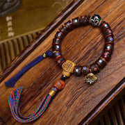 EverestArtstudios Yak Bone Multicolor Inlay Barrel Bead Bracelet