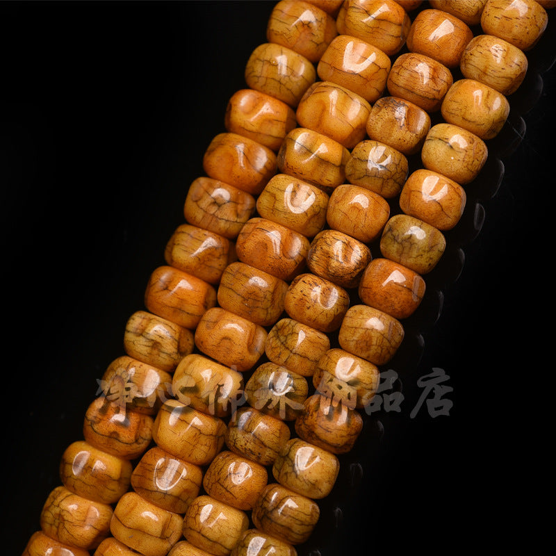EverestArtstudios Natural Camel Bone and Passion Seed 108-Bead DIY Strand