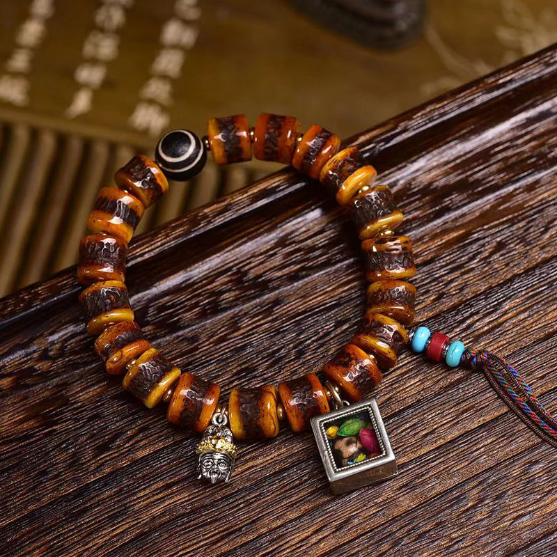 EverestArtstudios Bone Barrel Bead Turquoise Charm Bracelet