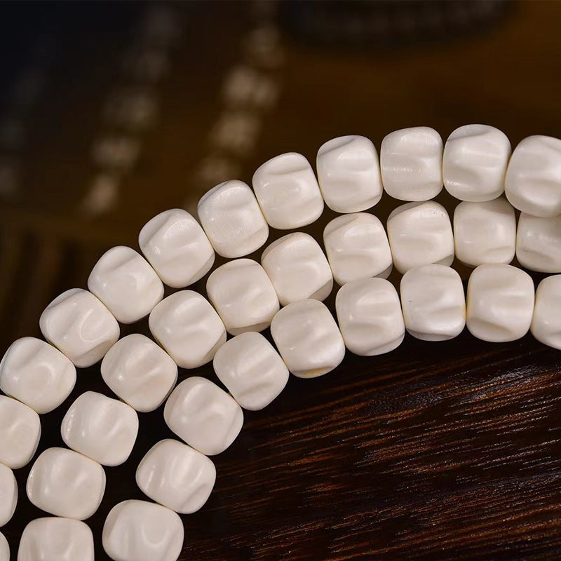 EverestArtstudios Natural Antler and Passion Seed 108-Bead Tibetan Mala Necklace