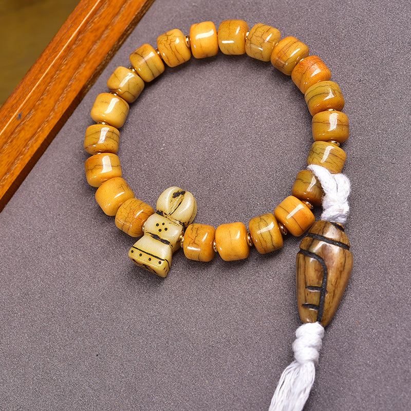 EverestArtstudios Bone Barrel Bead Color Accent Bracelet