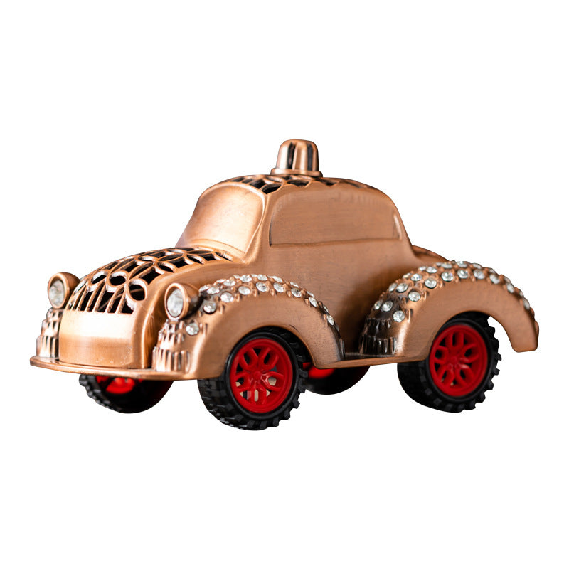 Diamond-encrusted car line incense burner Car aromatherapy burner can slide and decompress four-wheeled car creative aromatherapy burner ornament